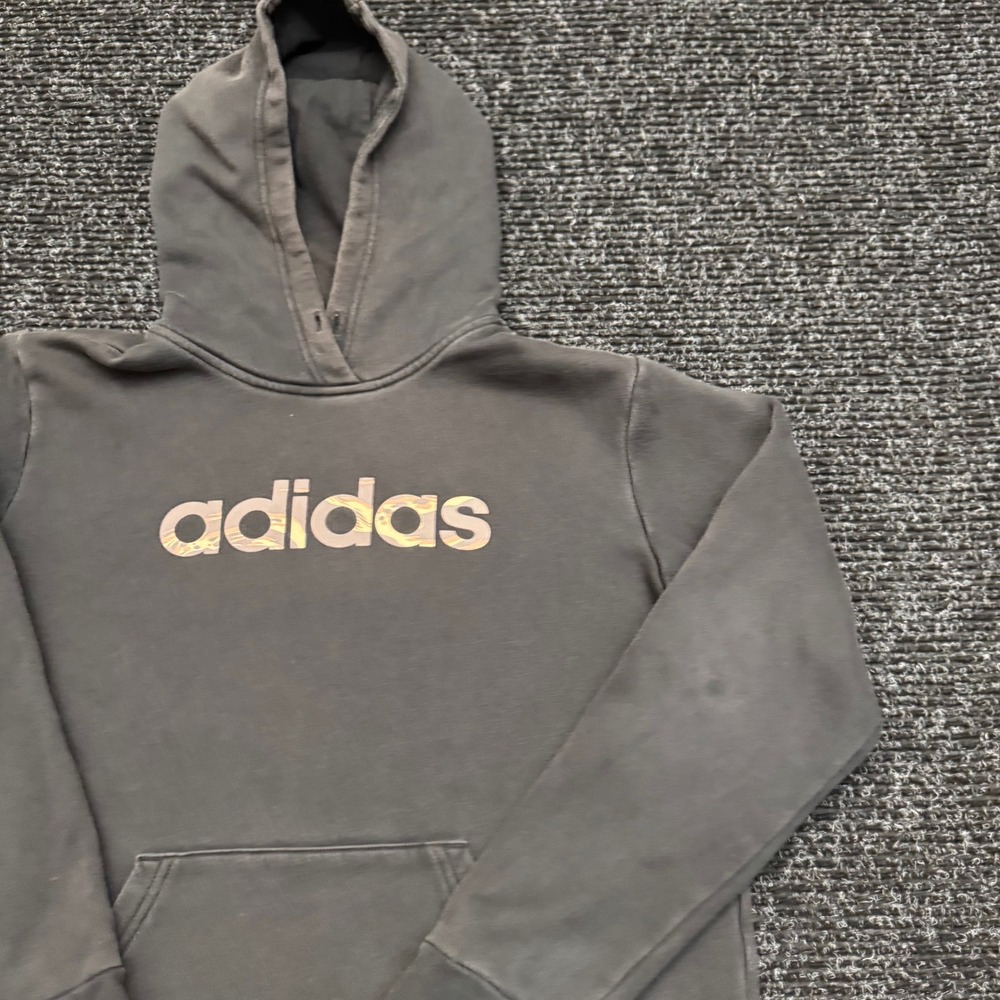 Adidas Pullover Hoodie Faded Black Camo Logo Graphic Sweatshirt Mens Medium - Picture 10 of 13